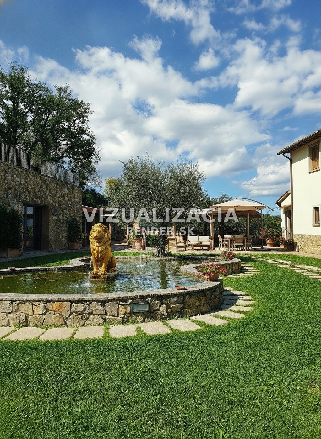 After visualization — Garden with terrace