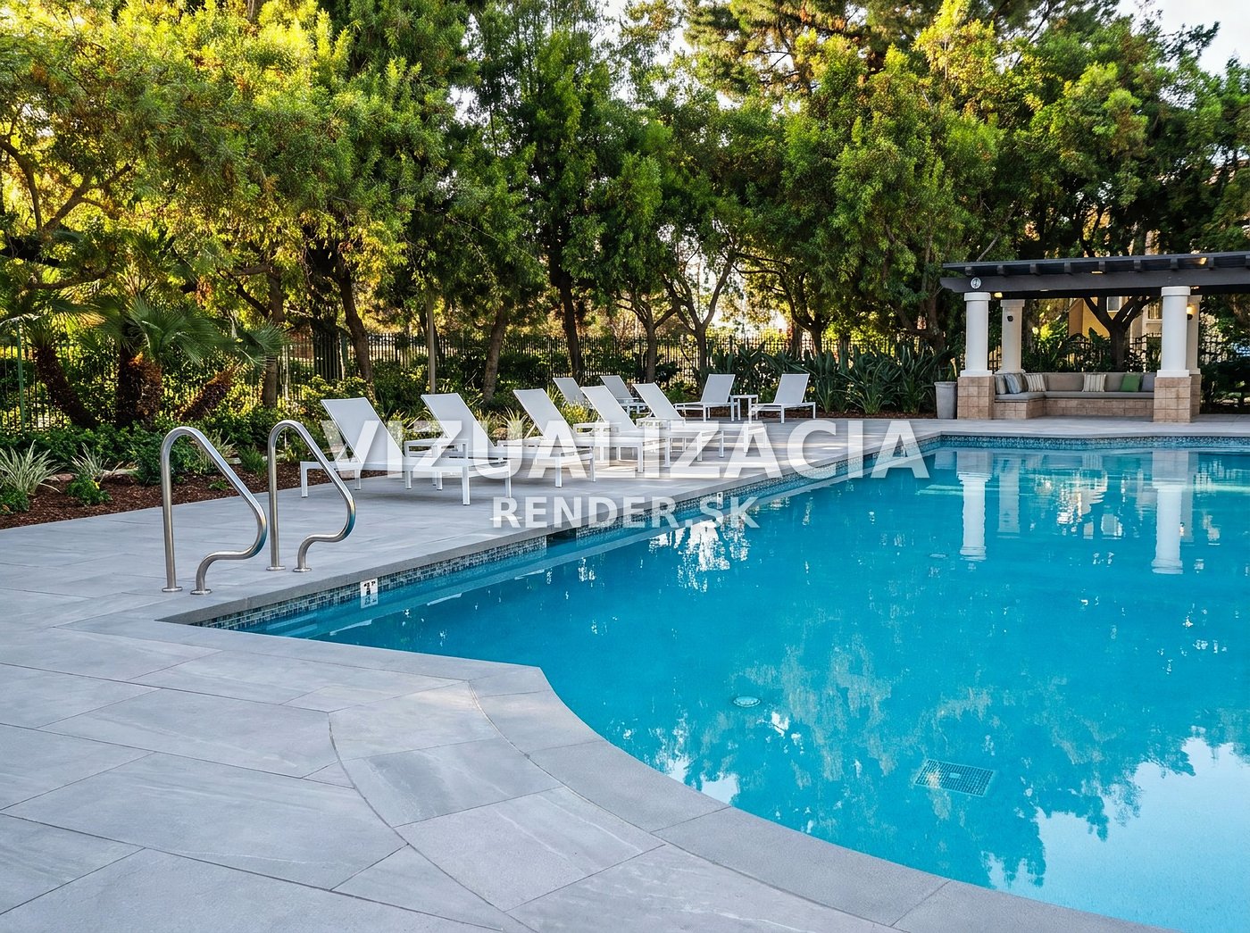 After visualization — Pool with terrace